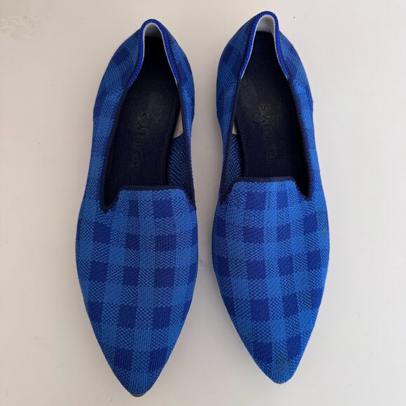 Rothy's Shoes - Rothy's Limited Edition Lazuli Blue Gingham Plaid Pointed Toe Loafers